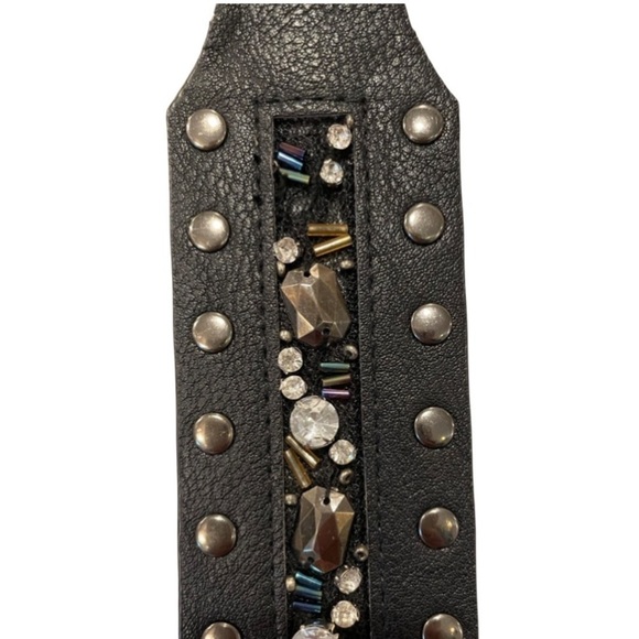 BLACK Silver Belt High Waist Rhinestone Beaded Studded Women’s Medium 28-31”. - Picture 13 of 16